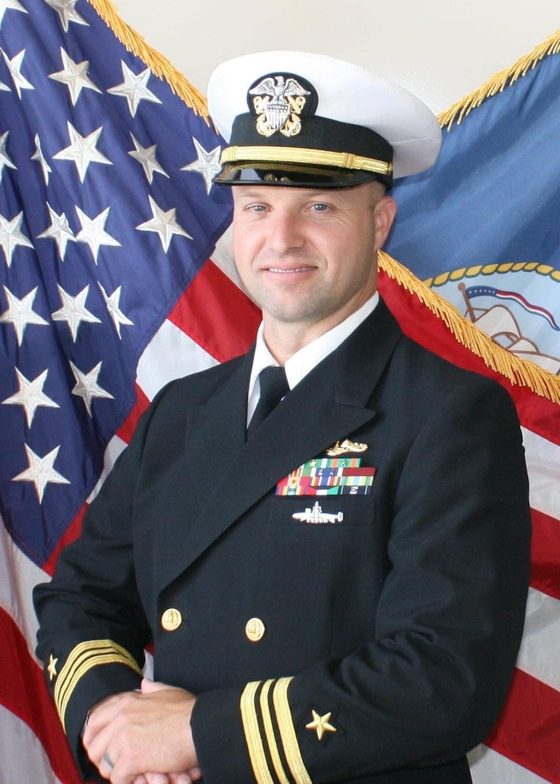 Jamie Edens in U.S. Navy officer dress uniform